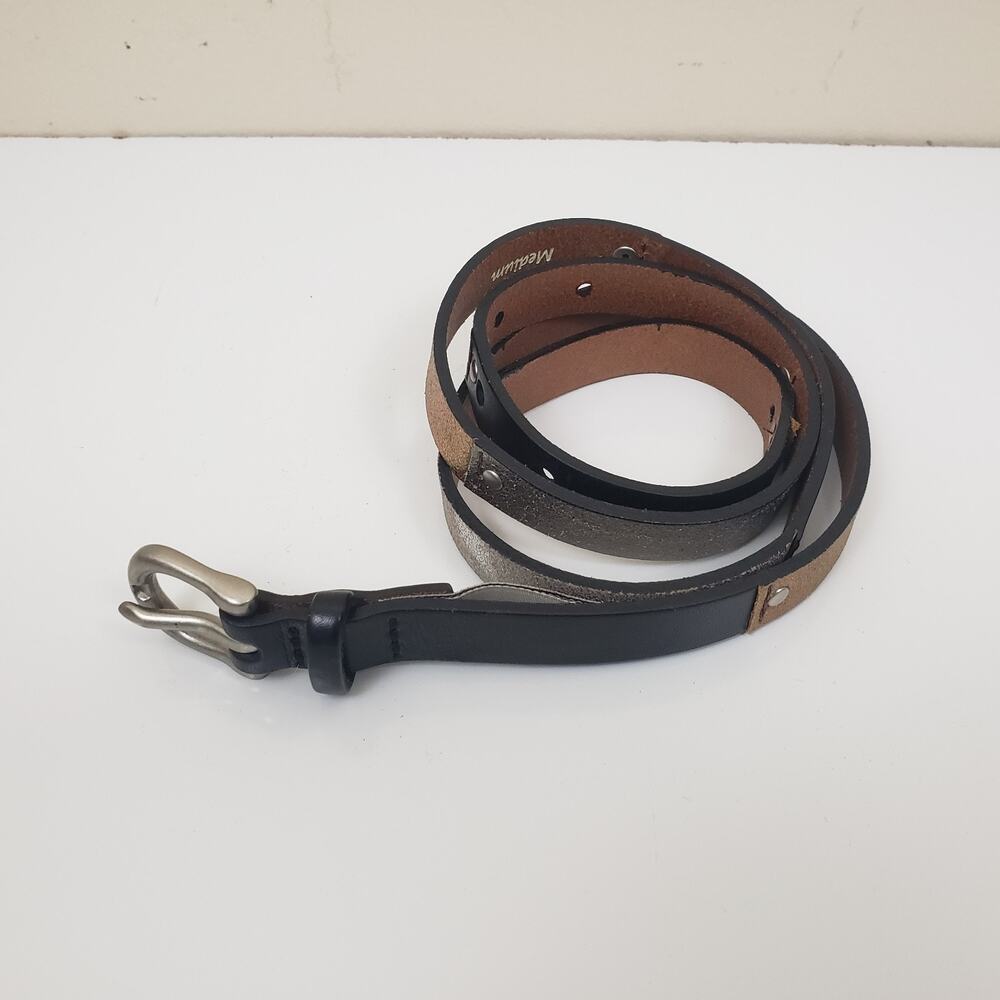 Fossil Womens Belt Size M Patchwork Shimmery Leather with Metal Stud